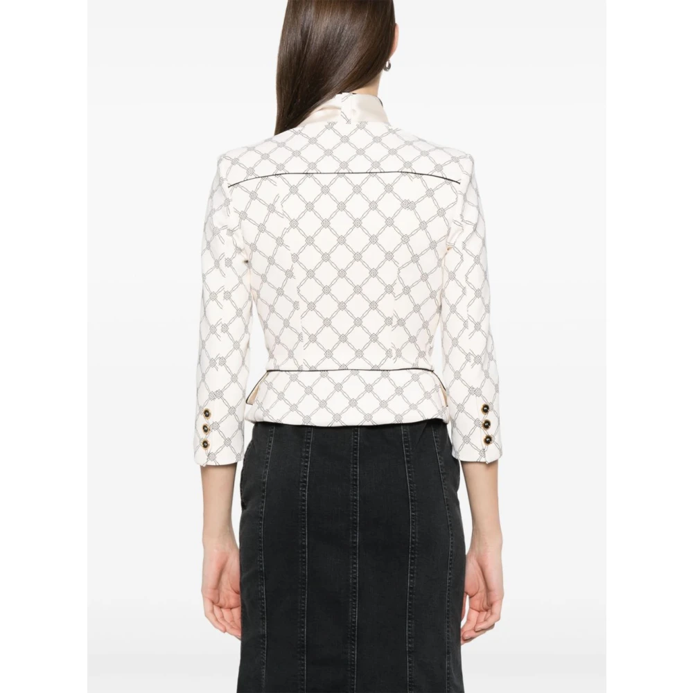 Elisabetta Franchi Witte Jas met Sjaal Detailing White Dames