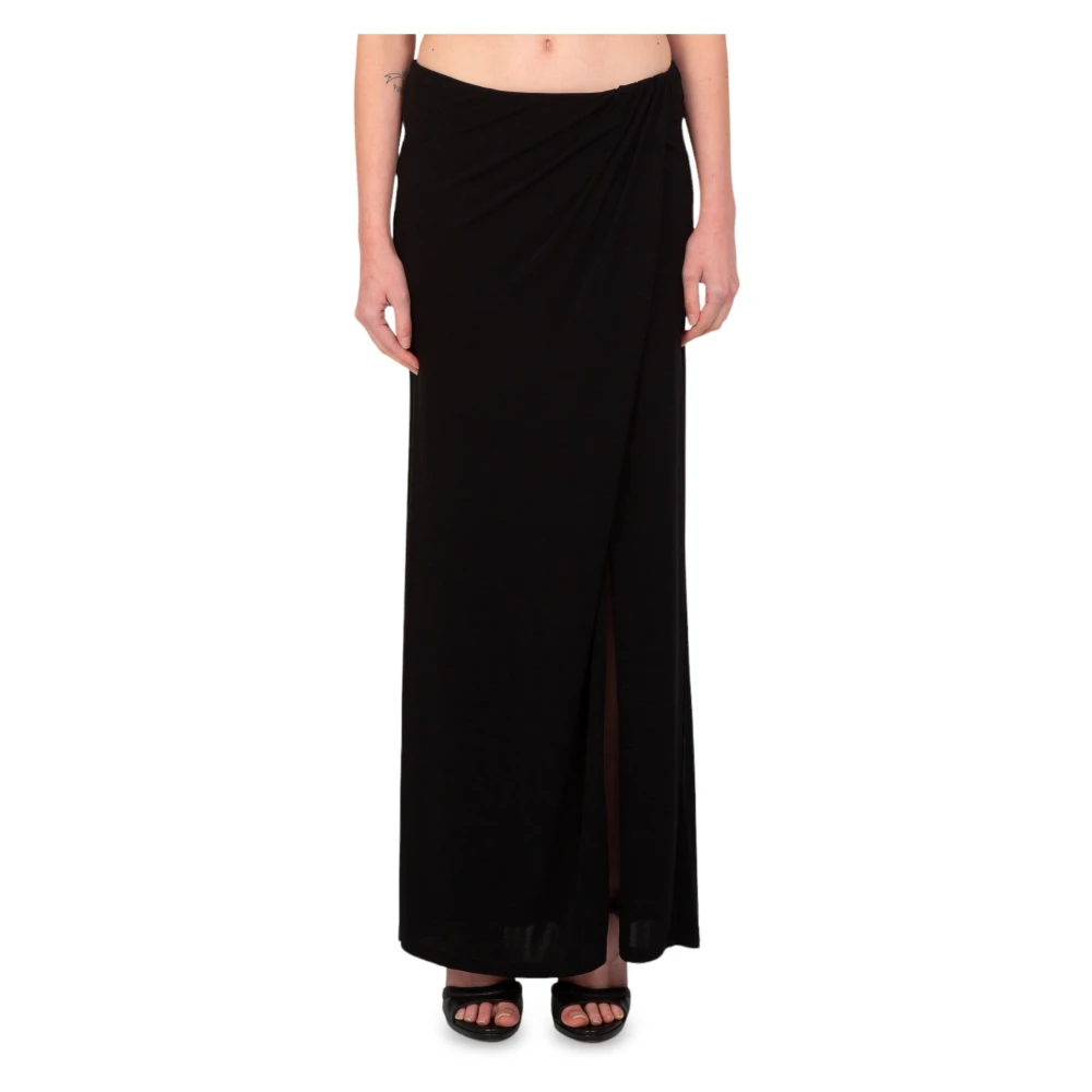 Pinko Elegant Teroldego Crepe Skirt Black Dames