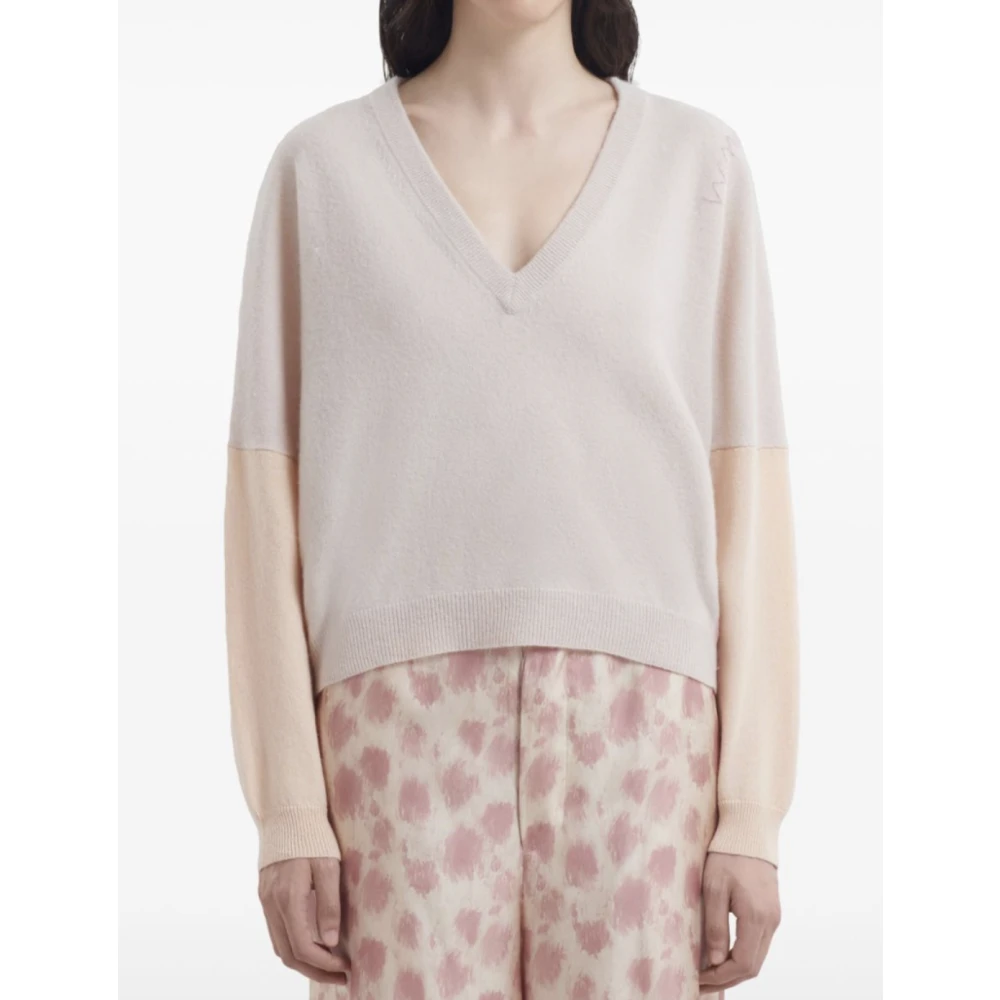 Marni Stijlvolle V-hals trui Pink Dames