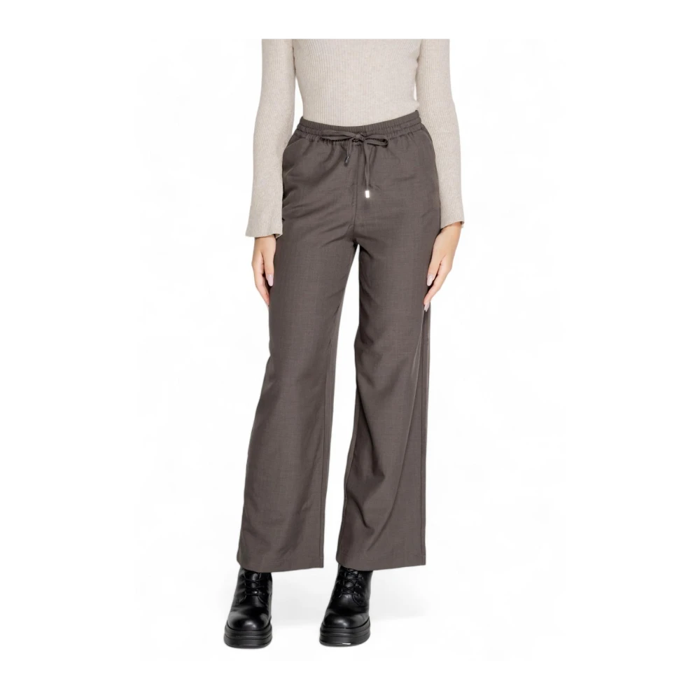 Only Grijze Vetersluiting Wijde Broek Gray Dames
