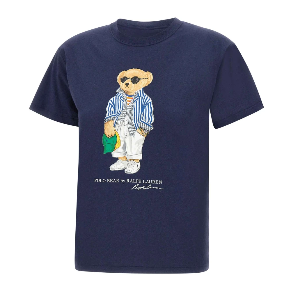 Polo Ralph Lauren Klassiek Katoenen T-shirt met Bear Logo Blue Dames