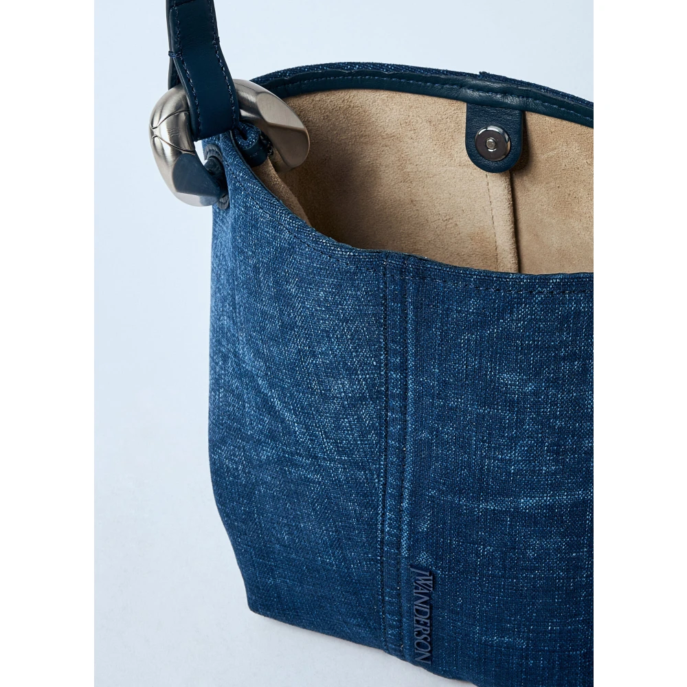 JW Anderson Denim Hoek Emmer Tas met Magneetsluiting Blue Dames