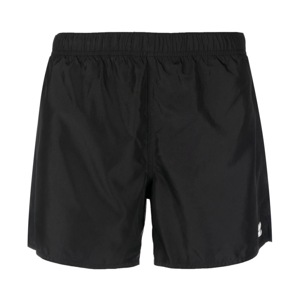 Courrèges Nylon Straight Cut Shorts met Elastische Tailleband Black Heren