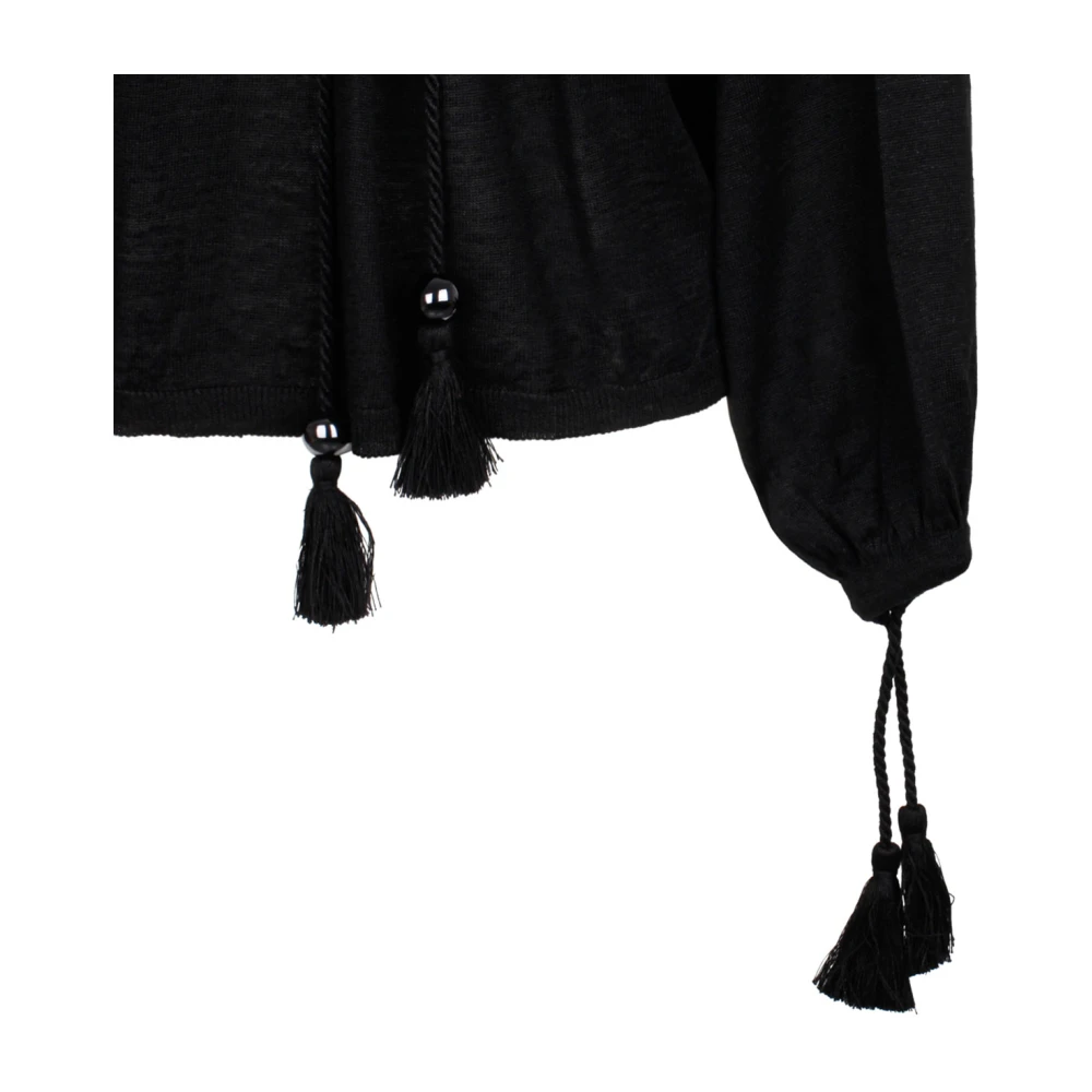 Max Mara Zwarte Linnen Garen Trui Black Dames
