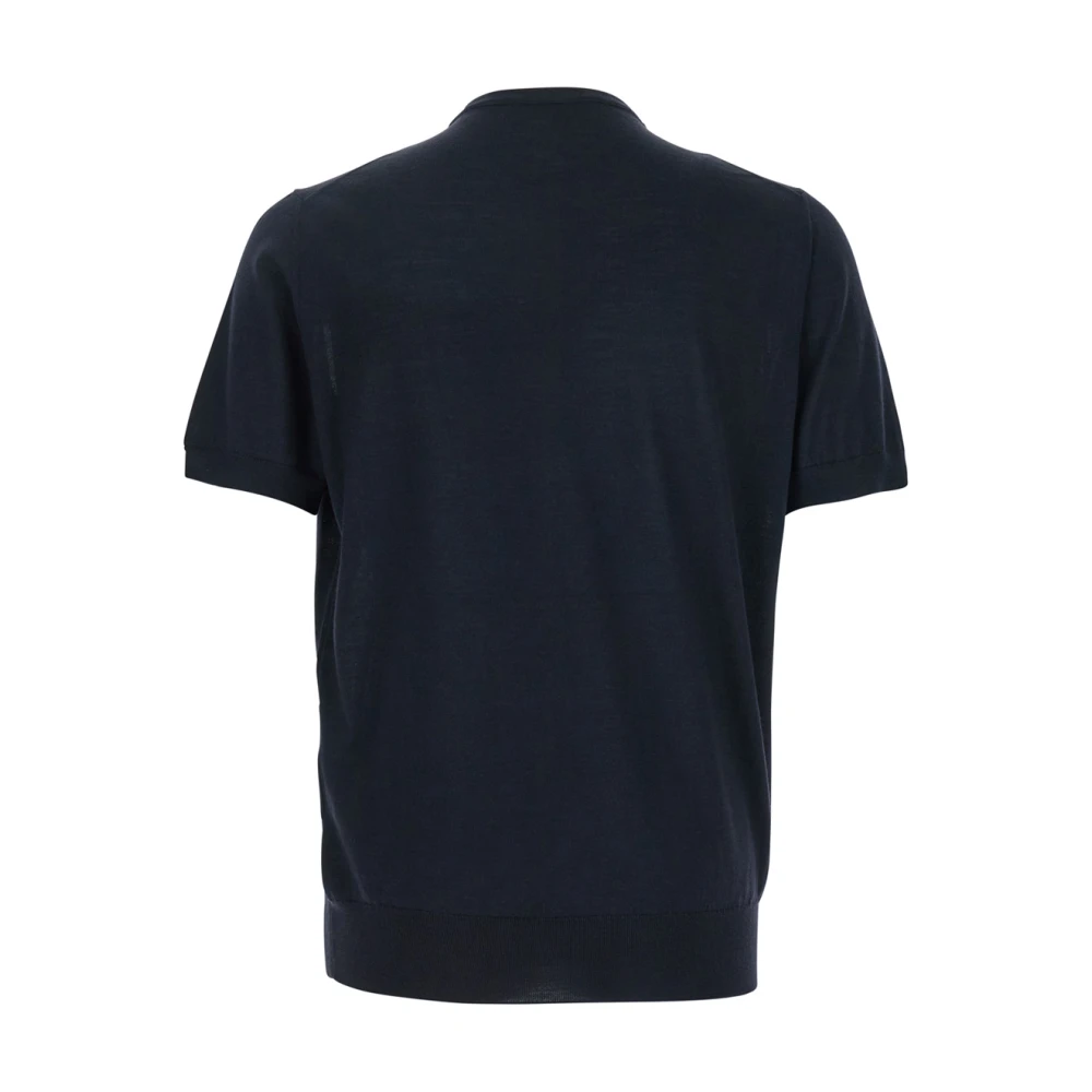Lardini Blauwe Geribbelde Crewneck Wol Zijde Trui Blue Heren