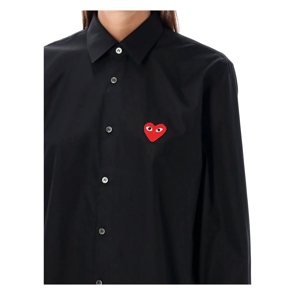 Comme des Garçons Zwart Heart Patch Shirt Aw24 Black Dames