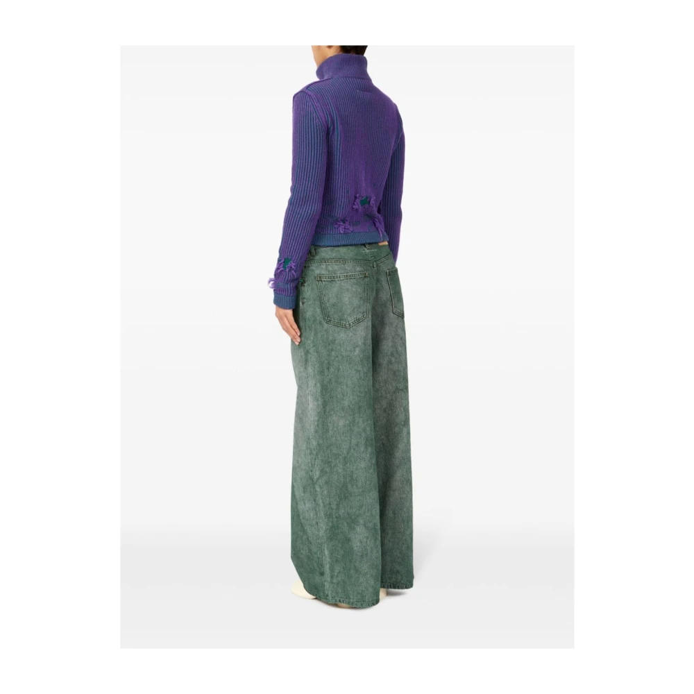 MM6 Maison Margiela Geruite turtleneck met rits Blue Dames