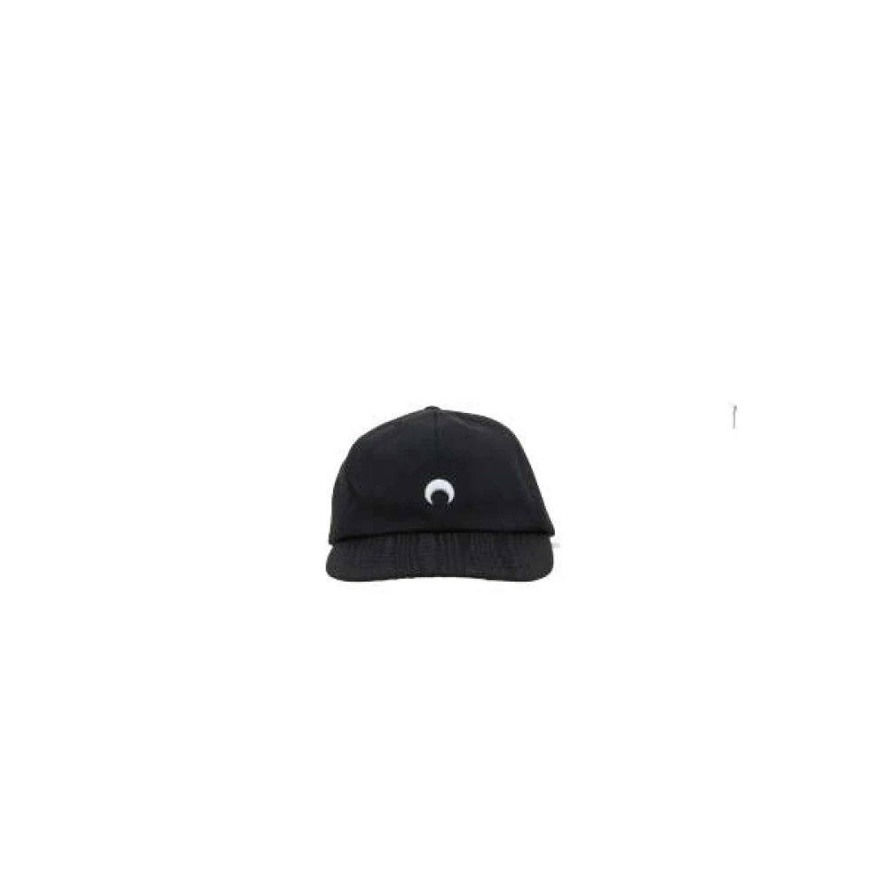 Marine Serre Zwarte Moiré Baseballpet met Maanborduursel Black Dames
