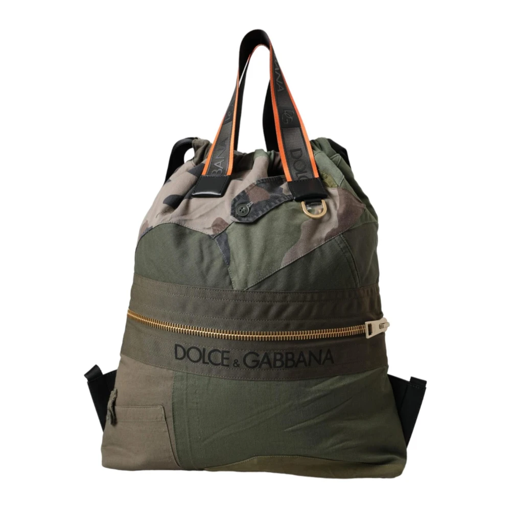 Dolce & Gabbana Men's Green Camouflage Drawstring Rucksack Backpack
