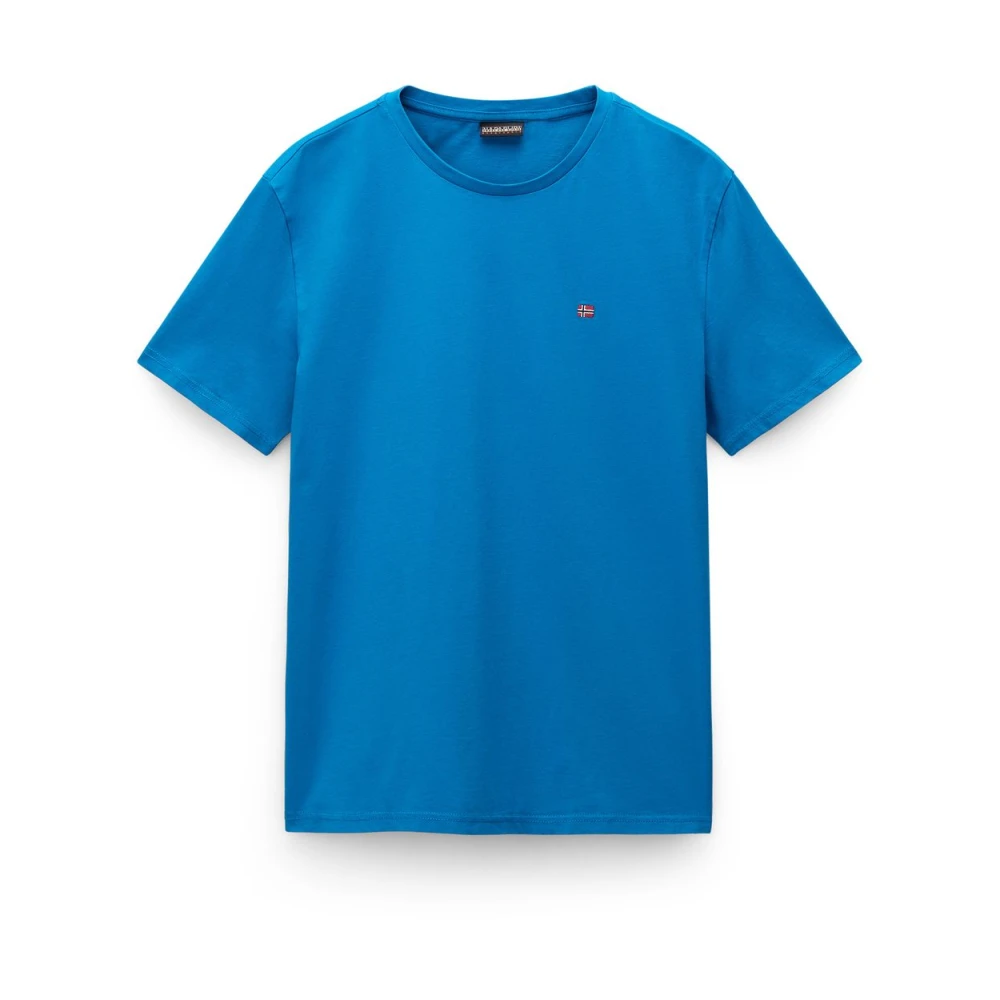 Napapijri Korte mouw geborduurd katoenen T-shirt Blue Heren