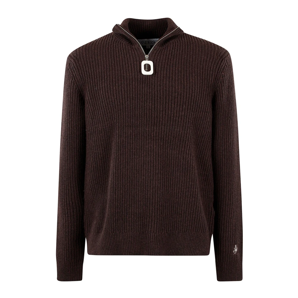 JW Anderson Half Zip Jumper Brown Heren