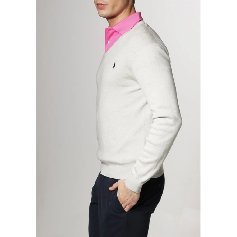 Polo Ralph Lauren V-hals Pima Katoen Trui Gray Dames