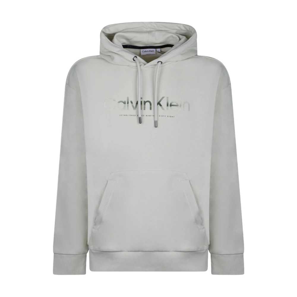 Calvin Klein Contrasterende voorlogo-hoodie White Heren