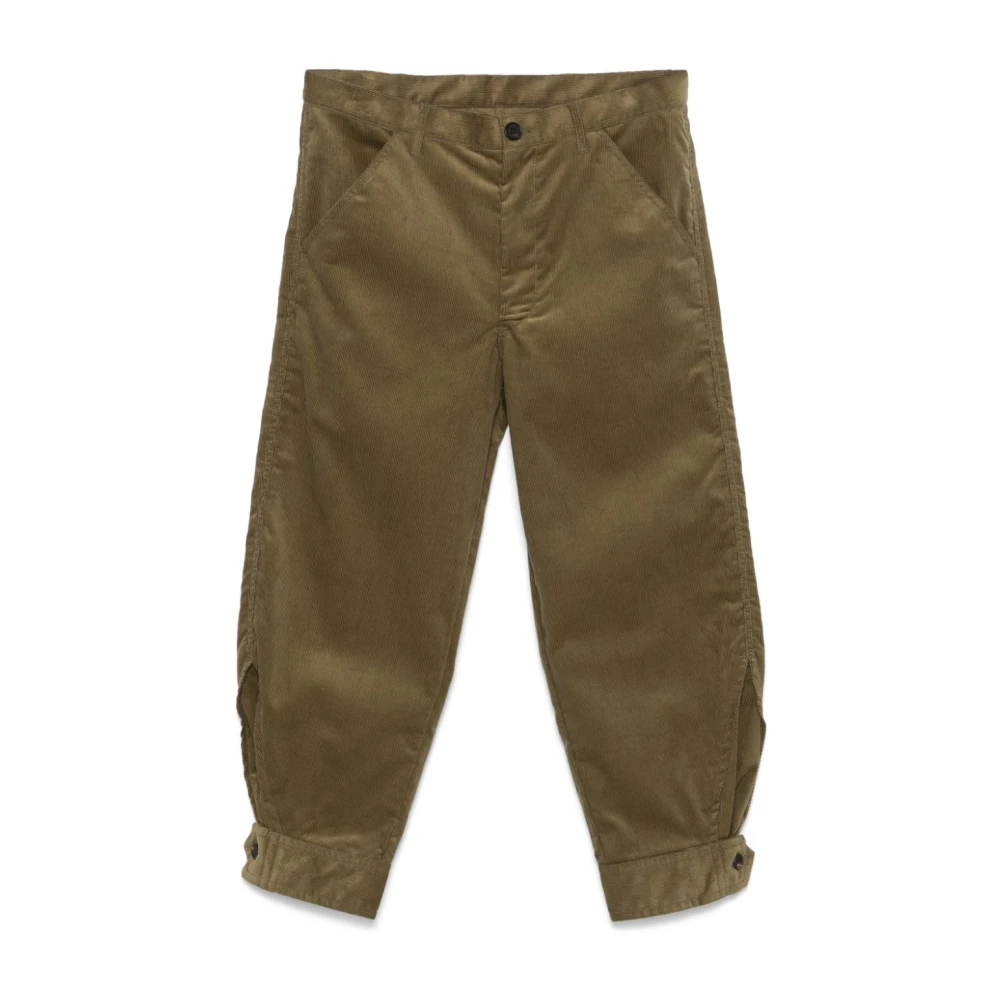 Comme des Garçons Groene Corduroy Cropped Broek Beige Heren