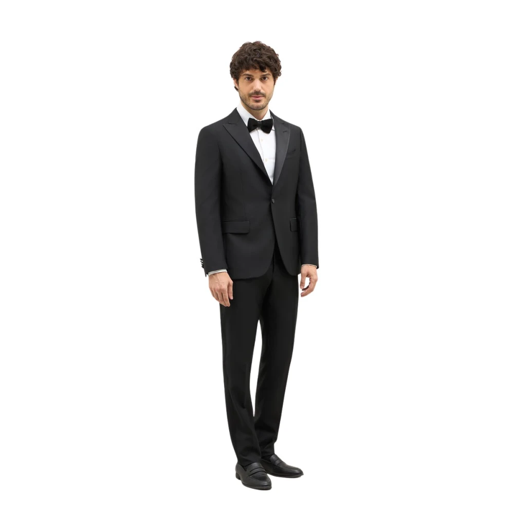 Boglioli Virgin Wool Satin Milano Tuxedo Suit Black Heren
