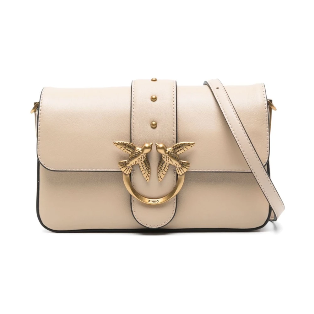 Pinko Beige Leren Schoudertas Beige Dames