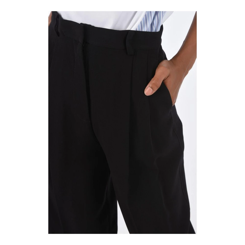 TORY BURCH Geplooide Broek Zwart Stijlvol Comfortabel Black Dames
