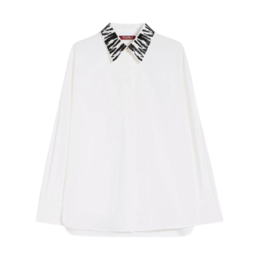 Max Mara Studio Vrouw Wit Overhemden Dames, 2XS, Katoen, Poplin Overhemd