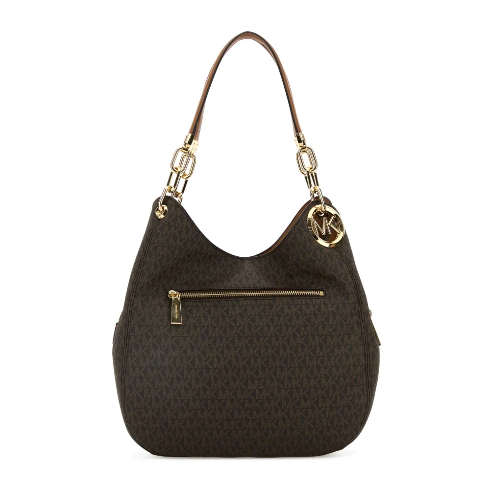 Michael Kors Lillie Large Signature Logo Schoudertas Brown Dames