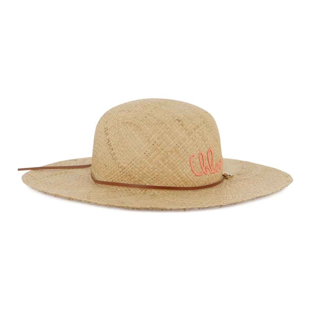 Chloé Women's Beige Embroidered Raffia Hat - Accessories - S- Accessories