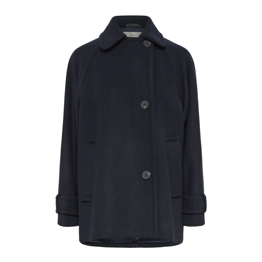 Inwear Women's Blue Single-Breasted Coats, 3XL, Marine Coat With Large Buttons
