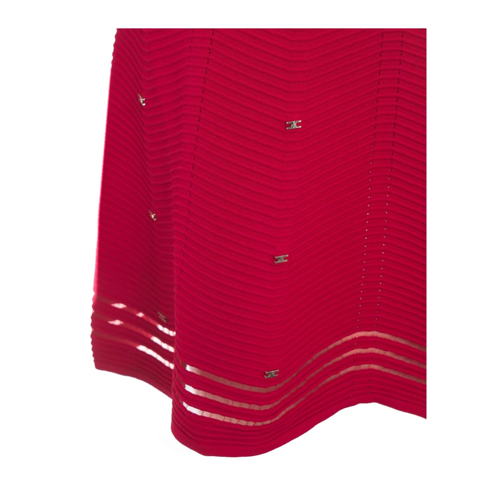 Elisabetta Franchi Rode Gebreide Mini Jurk met Studs Red Dames