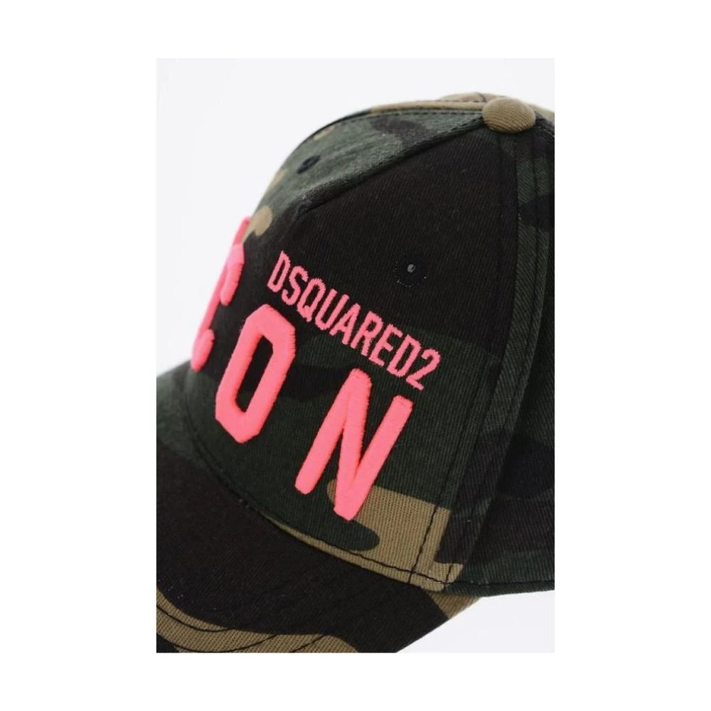 Dsquared2 Iconische Militair Groene Geëmbosseerde Katoenen Pet Green Unisex
