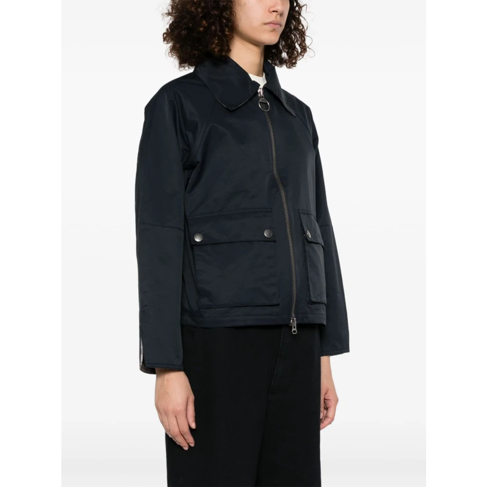 Barbour Blauwe Rits Voorkant Jas Raglan Mouwen Blue Dames