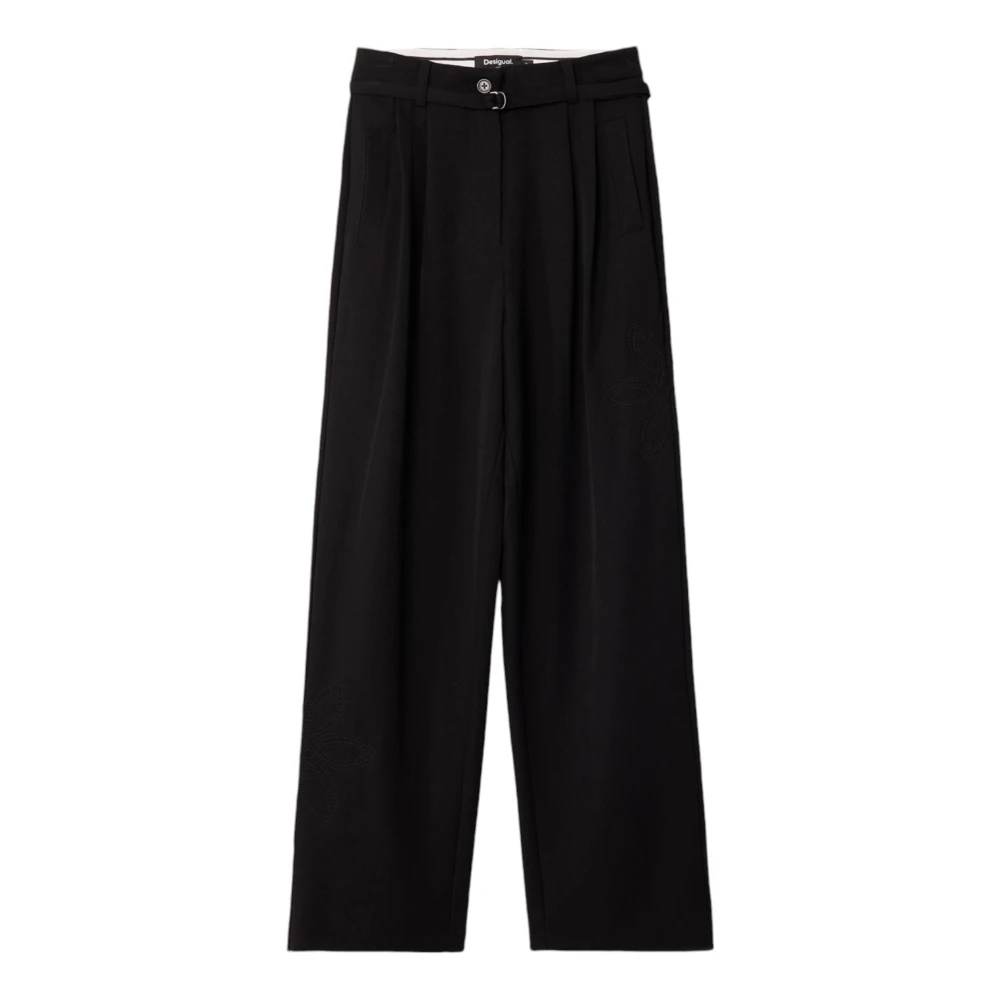 Desigual Women's Black Zip Button Trousers Fall/Winter - Wide Trousers - M - Trousers