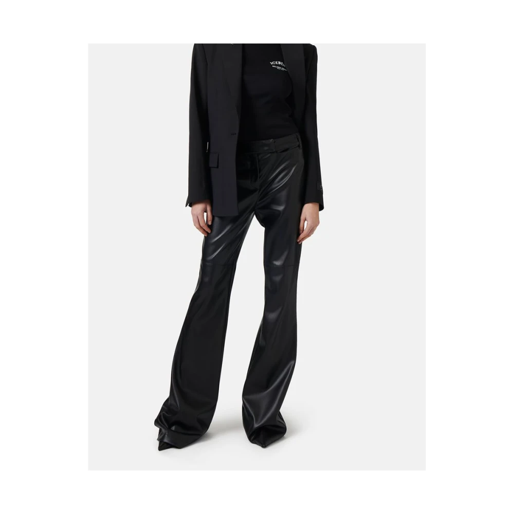 Iceberg Kortemouw T-shirt in katoenen rib Black Dames