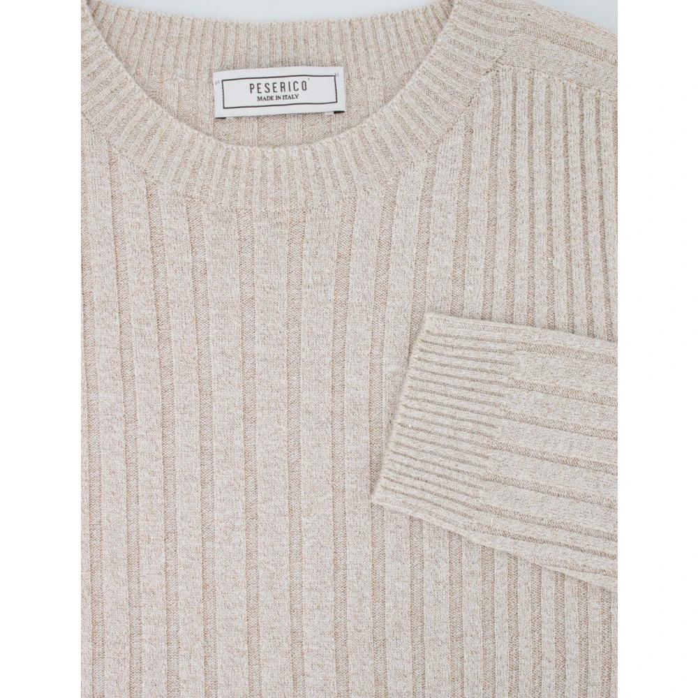 PESERICO Geribbelde Ronde-Hals Trui Gray Dames