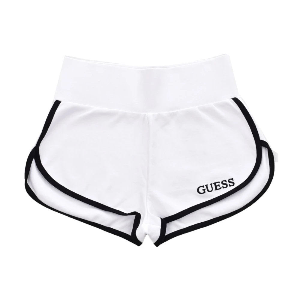 Guess Geborduurde logo mini shorts Wit White Dames