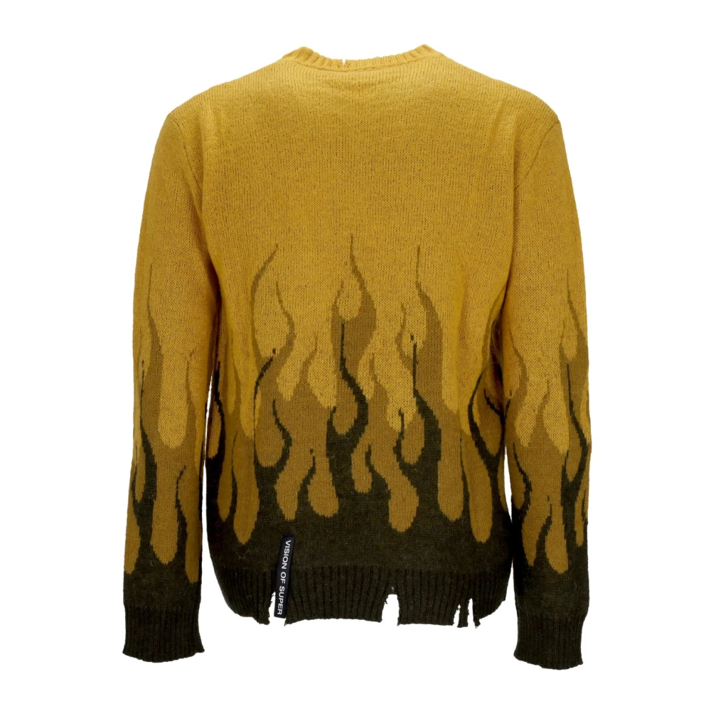 Vision OF Super Double Flames Sweater Yellow Heren
