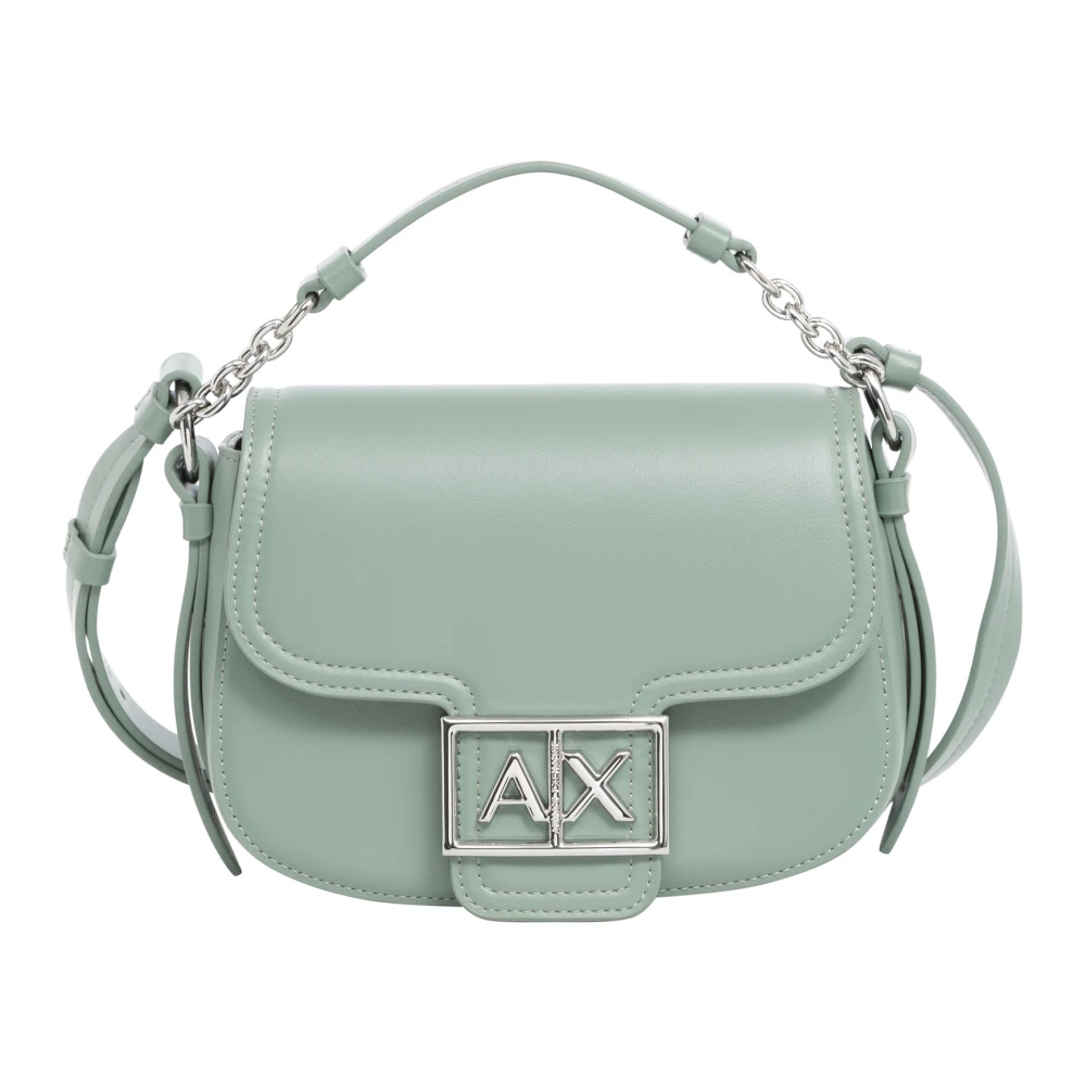 Armani Exchange Verstelbare Schouderband Handtas met Drukknoopsluiting Green Dames