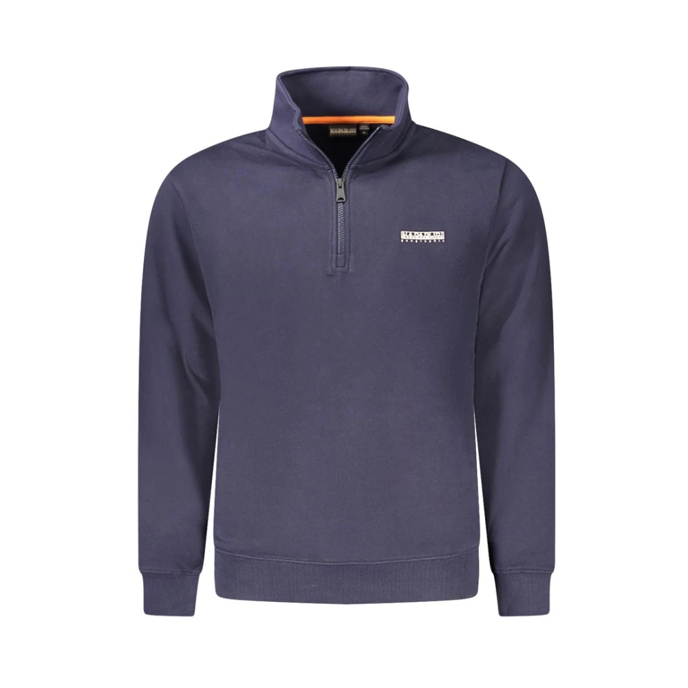 Napapijri Men's Blue Cotton Jumper - Zip-Throughs - S - Sweatshirts & Hoodies