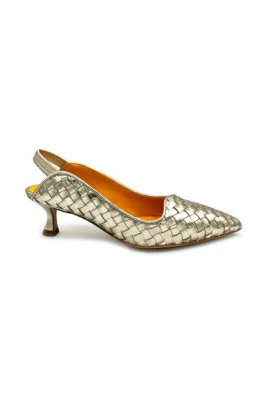 Vävd läder slingback sandaler