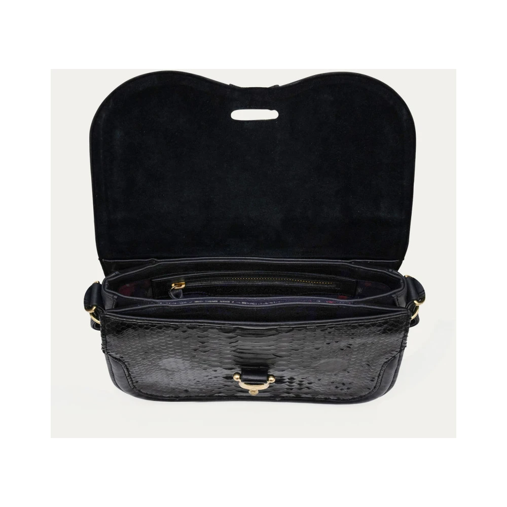 Claris Virot Python Schoudertas met Gouden Hardware Black Dames