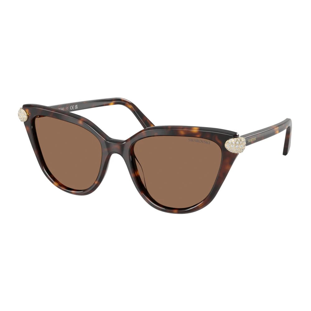 Swarovski Women's Brown Sk6039 100273 Woman Sunglasses Acetate Turtle Cat Eye Normal - Image 3