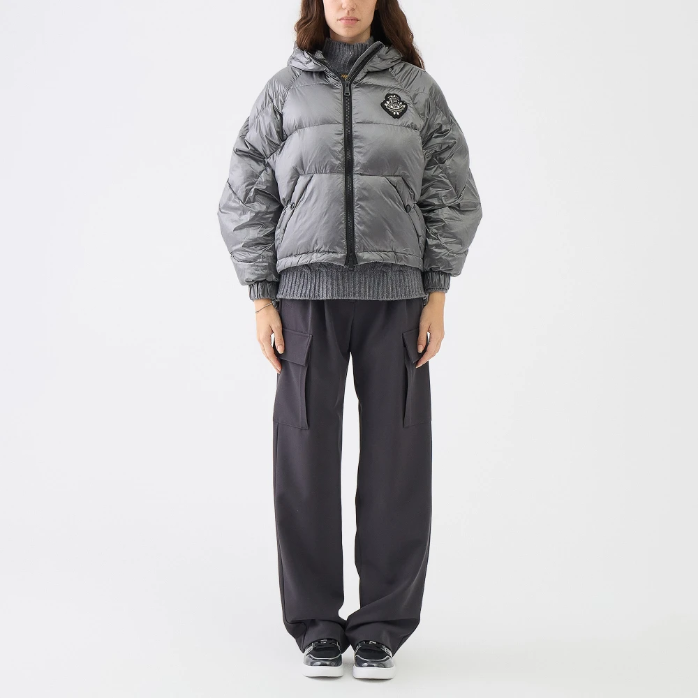 Ermanno Scervino Chique Gewatteerde Jas met Embleem Gray Dames
