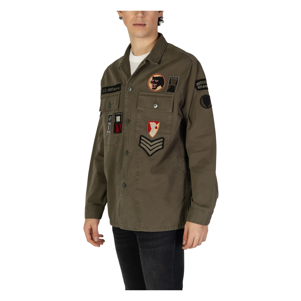 Replay Cotton Overshirt met Lange Mouwen Green Heren