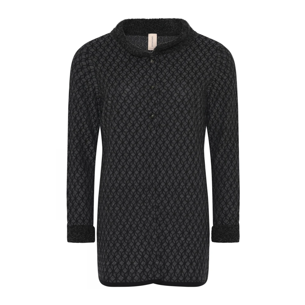 Skovhuus Jacquard Cardigan Svart/Zink Black, Dam