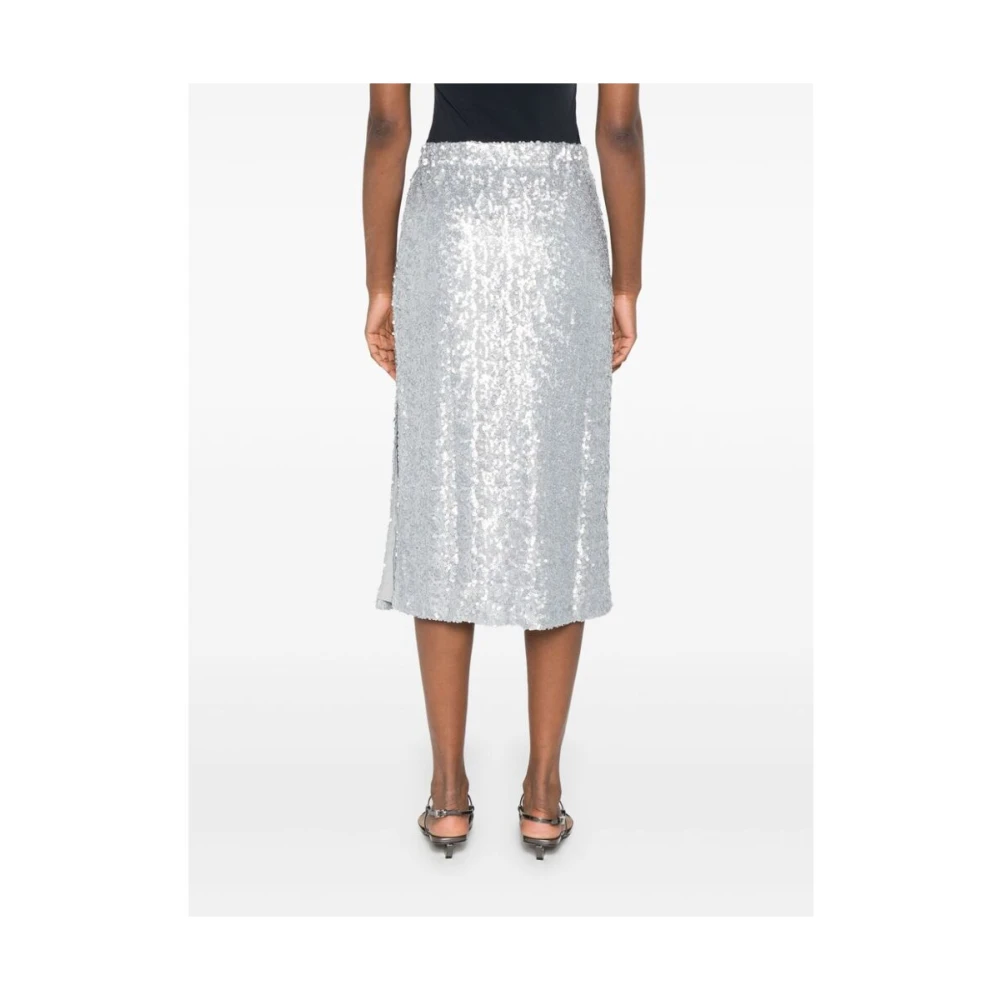 Stine Goya Pailletversierde Rok met Elastische Taille Gray Dames