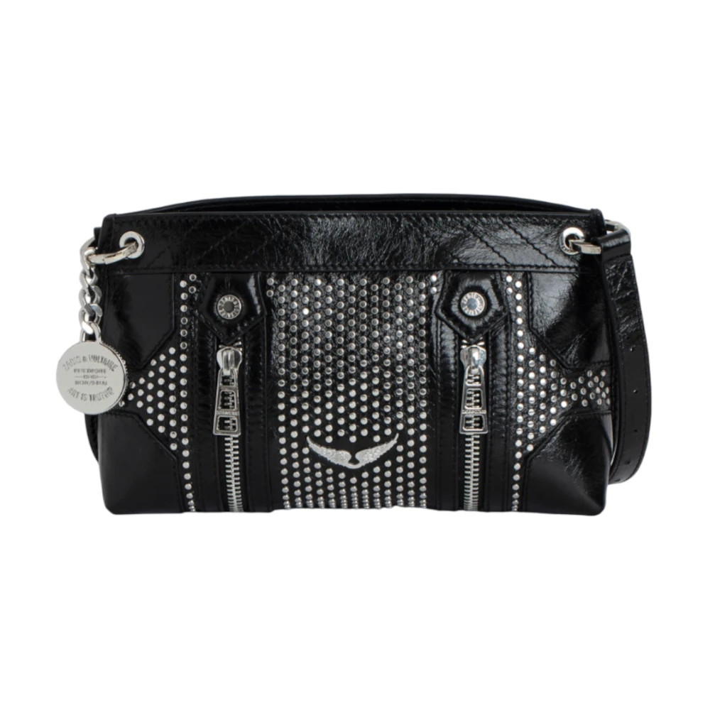 Zadig & Voltaire Zwarte Leren Crossbody Tas met Metalen Details Black Dames