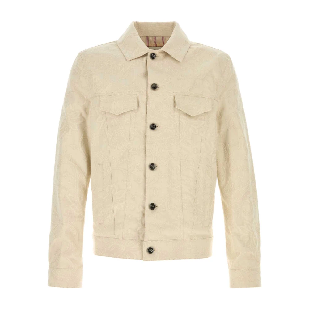 Etro Men's Beige Sand Stretch Denim Jacket