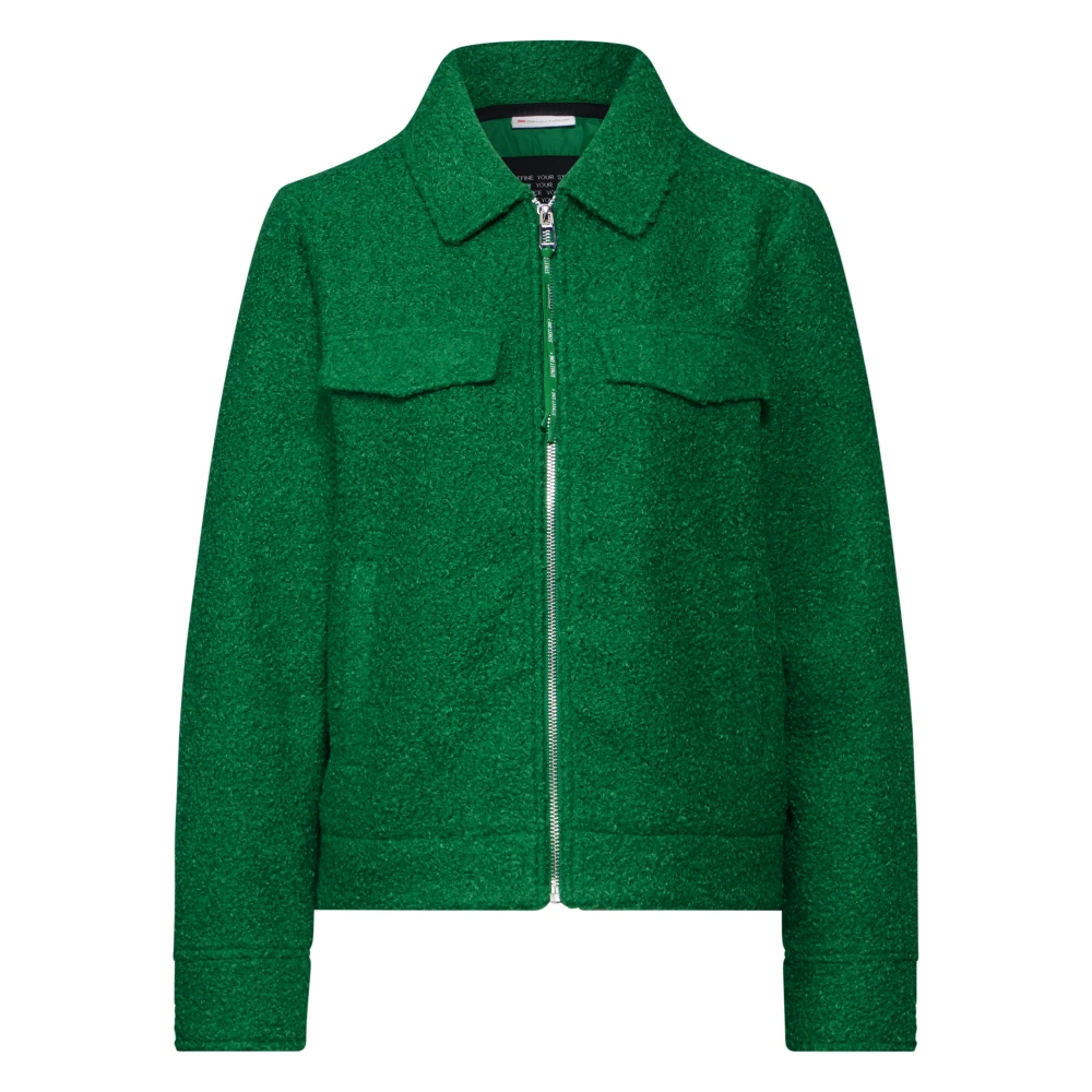 Street One Moderne wollen jas met overhemdkraag Green Dames