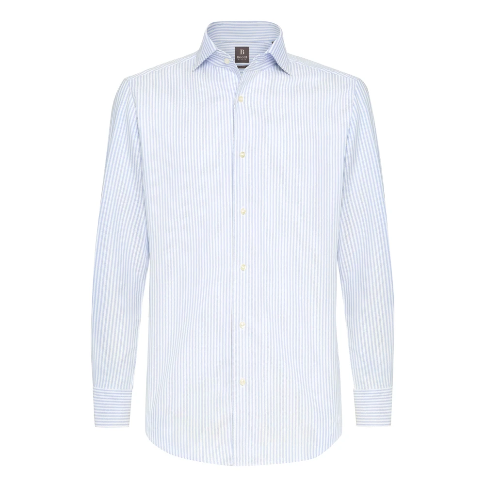 Boggi Milano Gestreept katoenen Dobby overhemd regular fit Blue Heren