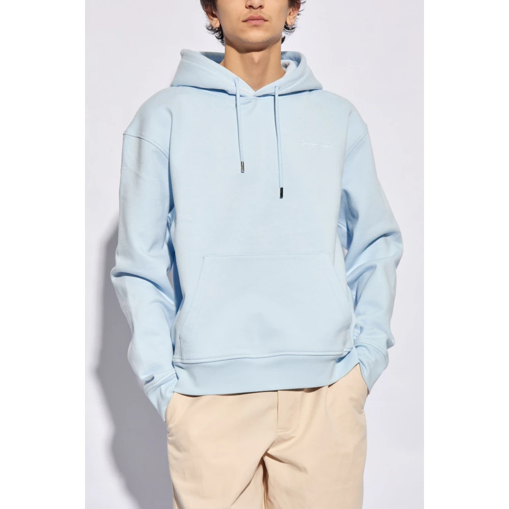 Jacquemus Brode hoodie met logo Blue Heren