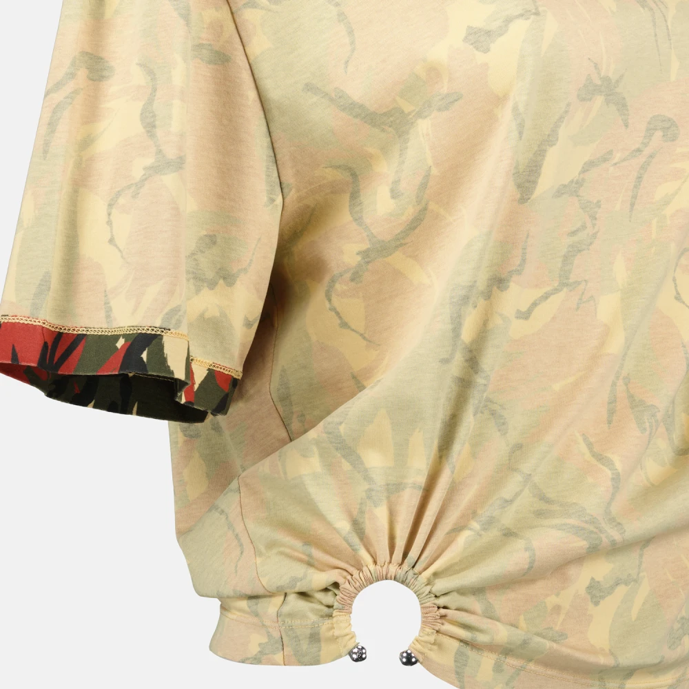 Paco Rabanne Camouflage Print T-shirt voor vrouwen Beige Dames