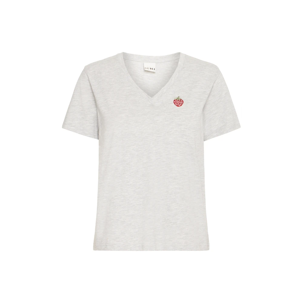 Ichi Grijze Melange Tee Top Stijl Gray Dames