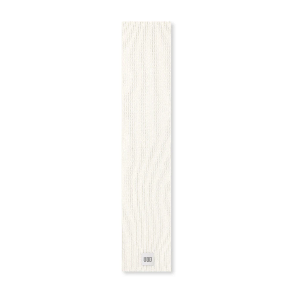 Ugg Chunky Gebreid Logo Patch Sjaal White Dames